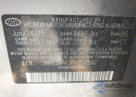 2015 Hyundai Sonata Limited z USA, uszkodzony, nr VIN 5NPE34AF3FH257592